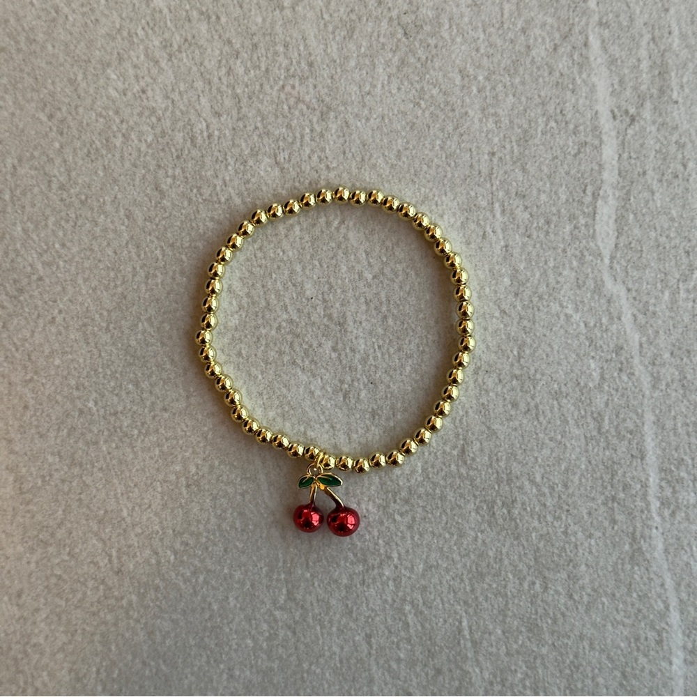 Gold Cherry Charm Bracelet 🍒